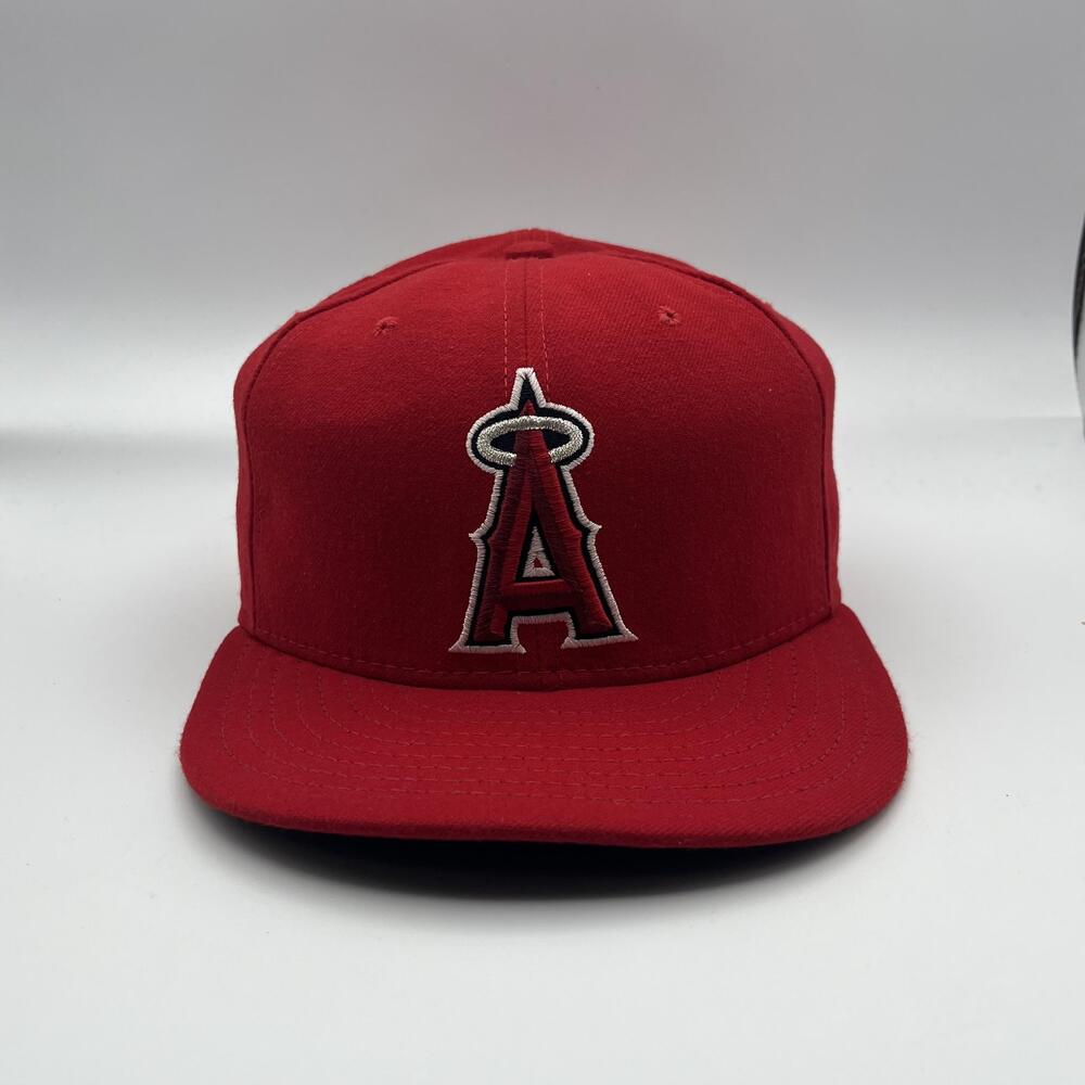 Los Angeles Angels Hat Cap Fitted Mens 7 3/8 Red MLB Baseball 59FIFTY New Era